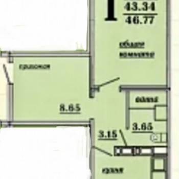 Продается 1-комнатная квартира, 43,2 м²
