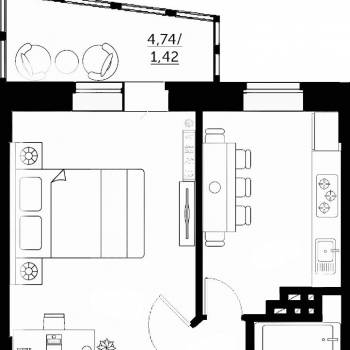 Продается 1-комнатная квартира, 39 м²
