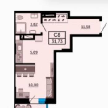 Продается 1-комнатная квартира, 31,7 м²