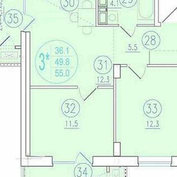 Продается 3-х комнатная квартира, 55 м²