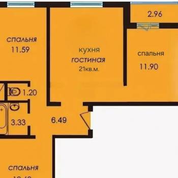 Продается 3-х комнатная квартира, 68 м²