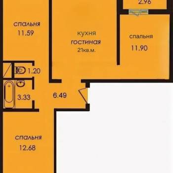 Продается Многокомнатная квартира, 68 м²