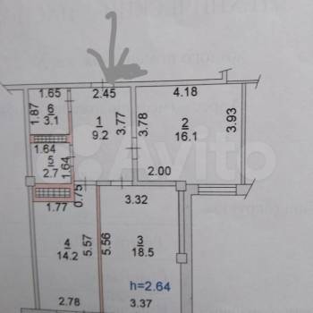 Продается 2-х комнатная квартира, 63,8 м²