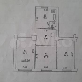 Продается 3-х комнатная квартира, 58 м²