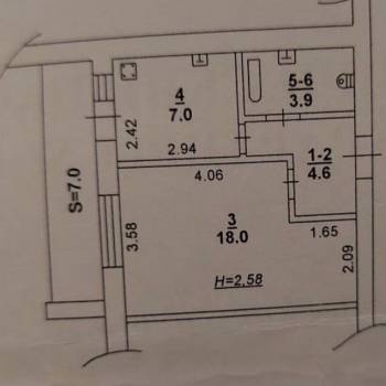 Продается 1-комнатная квартира, 34 м²
