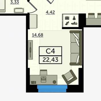 Продается 1-комнатная квартира, 22,4 м²