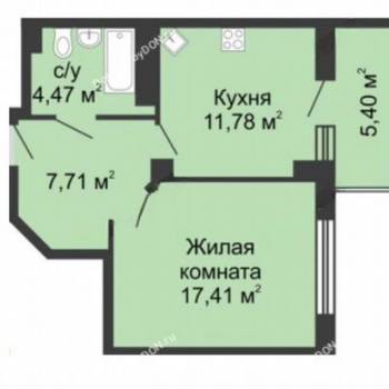 Продается 1-комнатная квартира, 43 м²