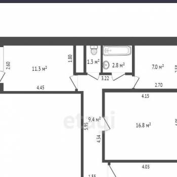 Сдается Многокомнатная квартира, 62 м²