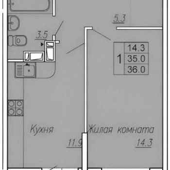 Сдается 1-комнатная квартира, 37 м²