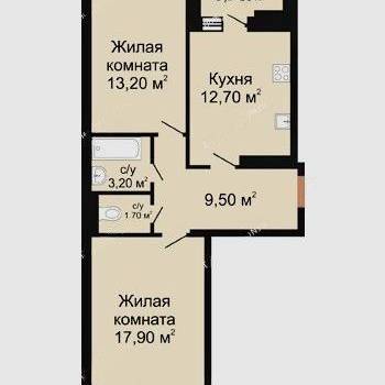 Продается 2-х комнатная квартира, 58,1 м²