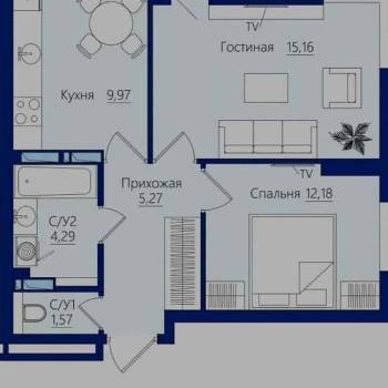 Продается 2-х комнатная квартира, 50,4 м²