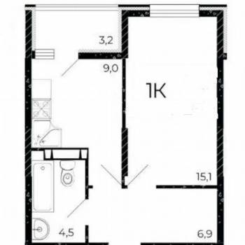 Продается 1-комнатная квартира, 37 м²