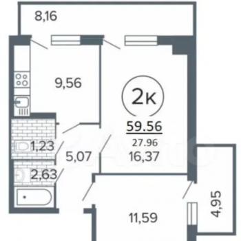Продается 2-х комнатная квартира, 47 м²