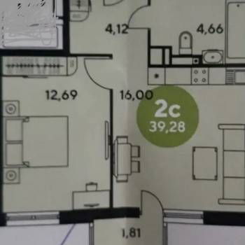 Продается 1-комнатная квартира, 39,3 м²