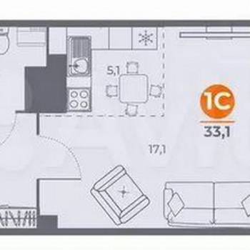 Продается 1-комнатная квартира, 33 м²