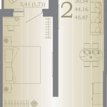 Продается 1-комнатная квартира, 47 м²