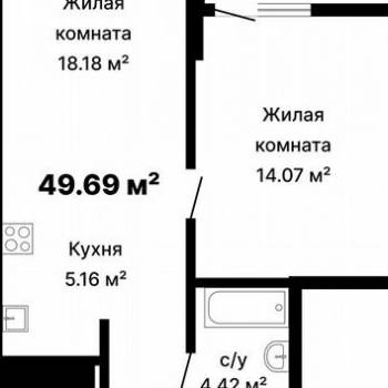 Продается 1-комнатная квартира, 48,2 м²