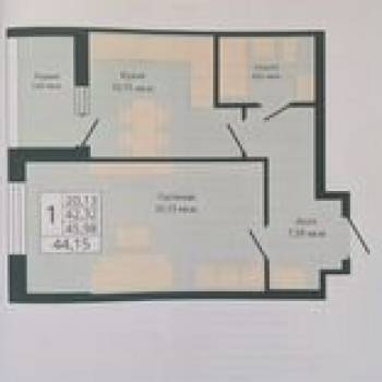 Продается 1-комнатная квартира, 48,2 м²
