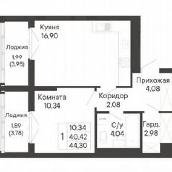 Продается 1-комнатная квартира, 48,2 м²