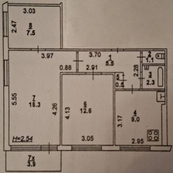 Продается 3-х комнатная квартира, 58 м²