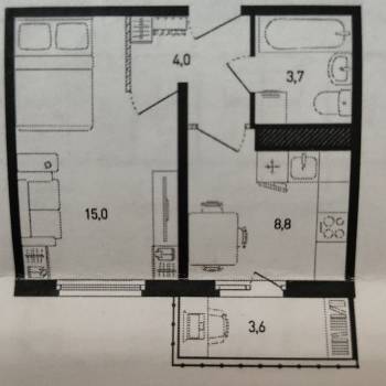 Продается 1-комнатная квартира, 31,6 м²