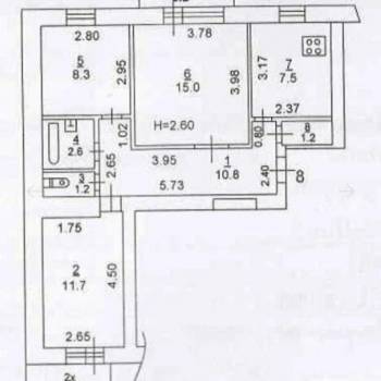 Продается 3-х комнатная квартира, 60 м²