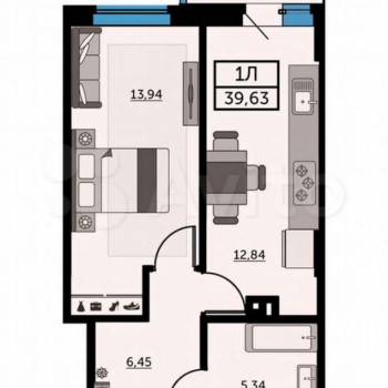 Продается 1-комнатная квартира, 39,7 м²