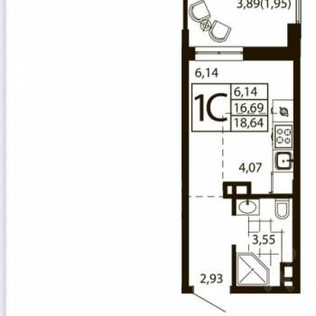 Продается 1-комнатная квартира, 18 м²