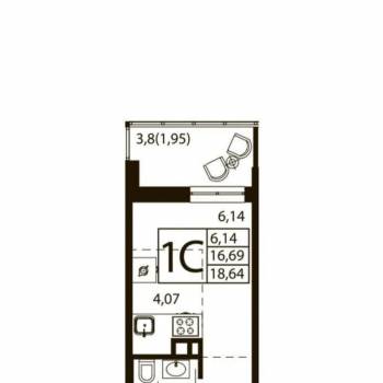 Продается 1-комнатная квартира, 19 м²