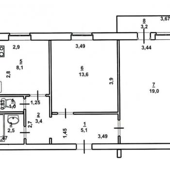 Продается 2-х комнатная квартира, 54 м²