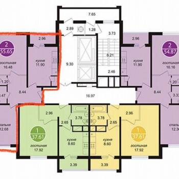 Продается 2-х комнатная квартира, 55,7 м²