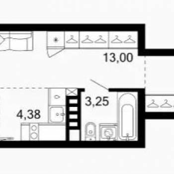 Продается 1-комнатная квартира, 27,2 м²
