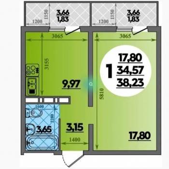 Продается 1-комнатная квартира, 38 м²