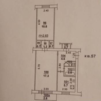 Продается 2-х комнатная квартира, 45,6 м²
