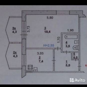 Продается 1-комнатная квартира, 39,5 м²