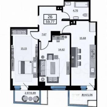 Продается 2-х комнатная квартира, 64 м²
