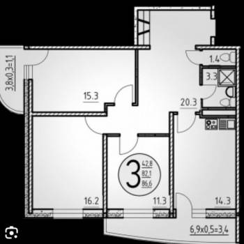 Продается 3-х комнатная квартира, 86,6 м²