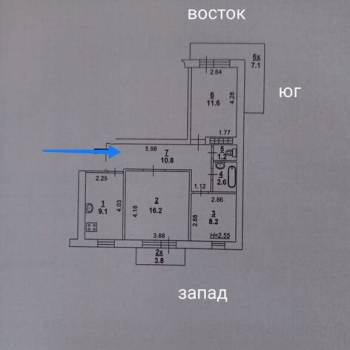 Продается 3-х комнатная квартира, 60 м²