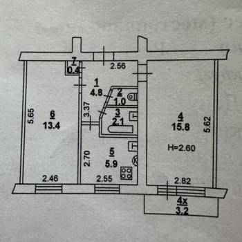 Продается 2-х комнатная квартира, 43,4 м²