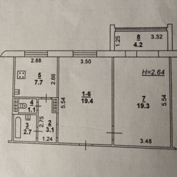 Продается 2-х комнатная квартира, 57,5 м²