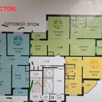 Сдается Многокомнатная квартира, 73,3 м²