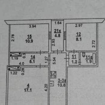 Продается 3-х комнатная квартира, 66,4 м²