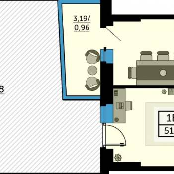 Продается 1-комнатная квартира, 52,4 м²