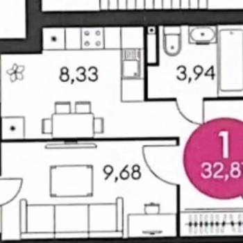 Продается 1-комнатная квартира, 32 м²