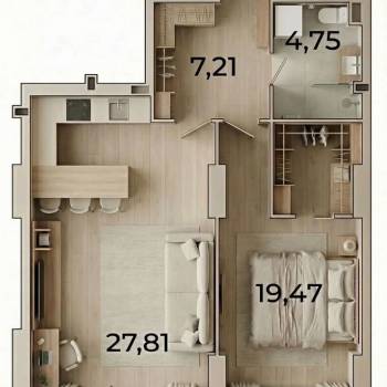 Продается 2-х комнатная квартира, 60 м²