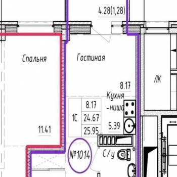 Продается 1-комнатная квартира, 26 м²