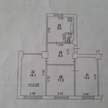 Продается 3-х комнатная квартира, 58 м²