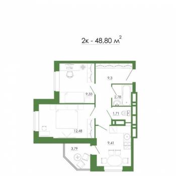 Продается 1-комнатная квартира, 50 м²
