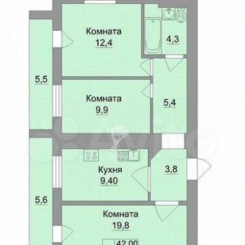 Продается 3-х комнатная квартира, 70 м²