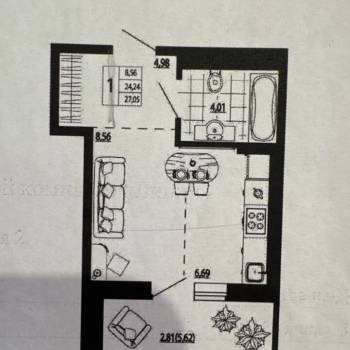 Сдается 1-комнатная квартира, 30 м²